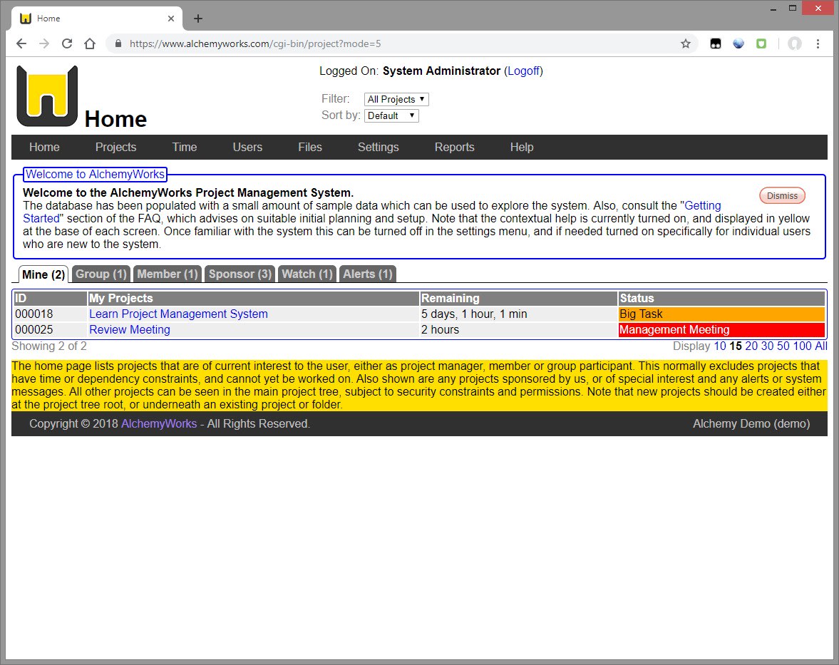 User Home Page